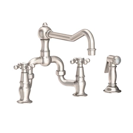 Newport Brass Kitchen Bridge Faucet With Side Spray in Satin Nickel (Pvd) 9452-1-15S